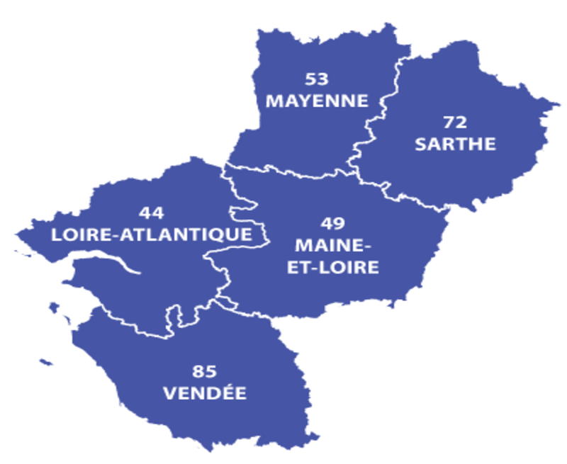 Carte des départements des Pays de la Loire