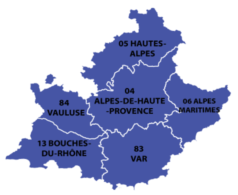 Carte des départements de la Provence-Alpes-Côte d'Azur